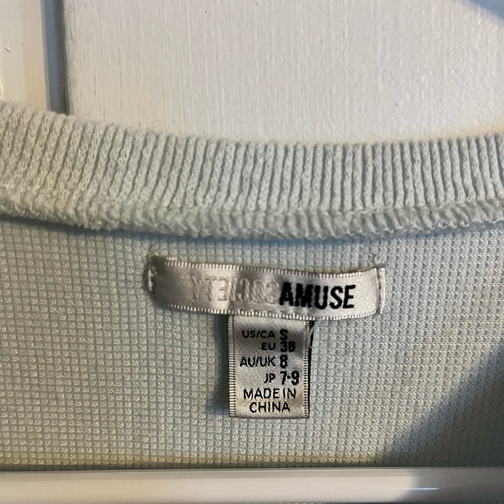 Muse Blue Ribbed Crop Sweatshirt - Picture 3 of 3